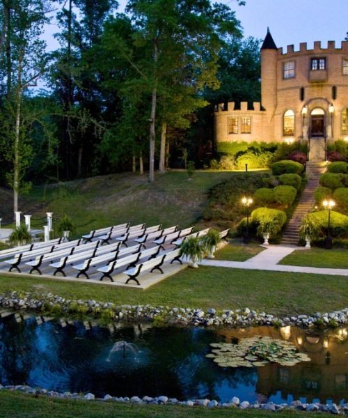 castle set for a wedding theme